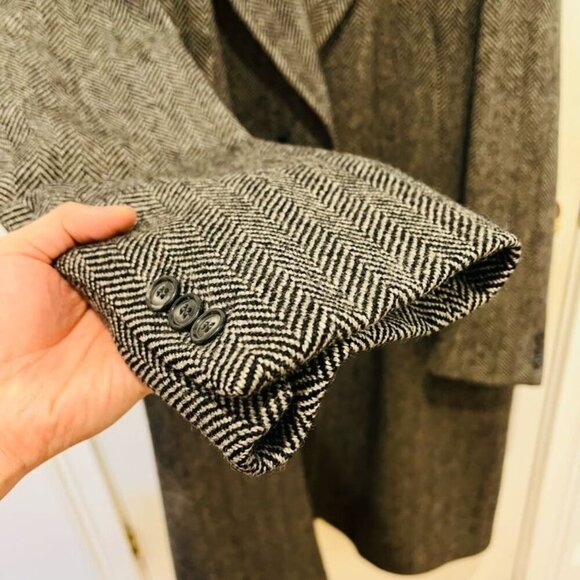 VTG Maitland of England Men's Gray Wool Herringbone Overcoat 46 R - Picture 5 of 15